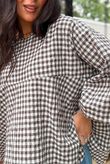 Nonni Gingham Bell Sleeve Peasant Blouse Chocolate